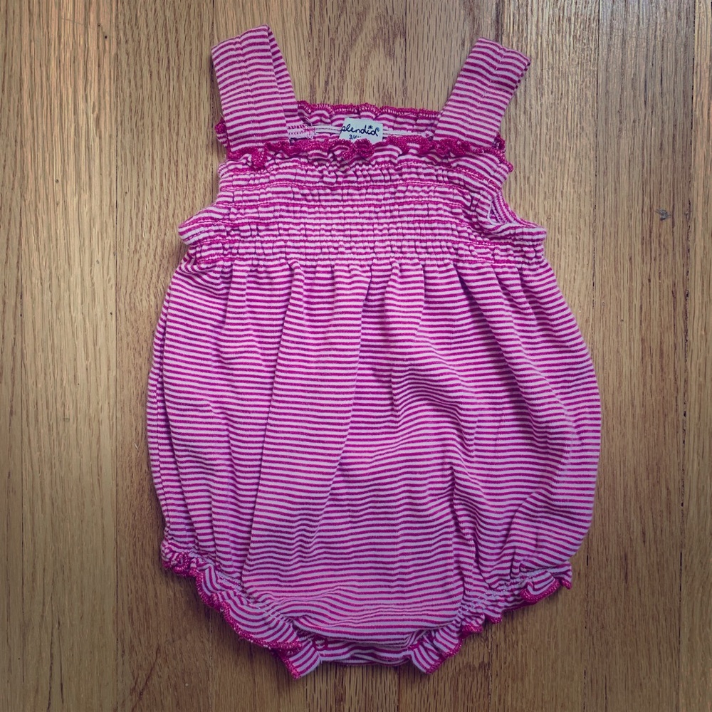 Splendid 3/6m striped pink bubble romper